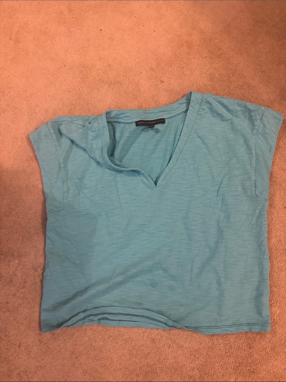 White House Black Market Light Blue V-Neck Short Sleeve Tee